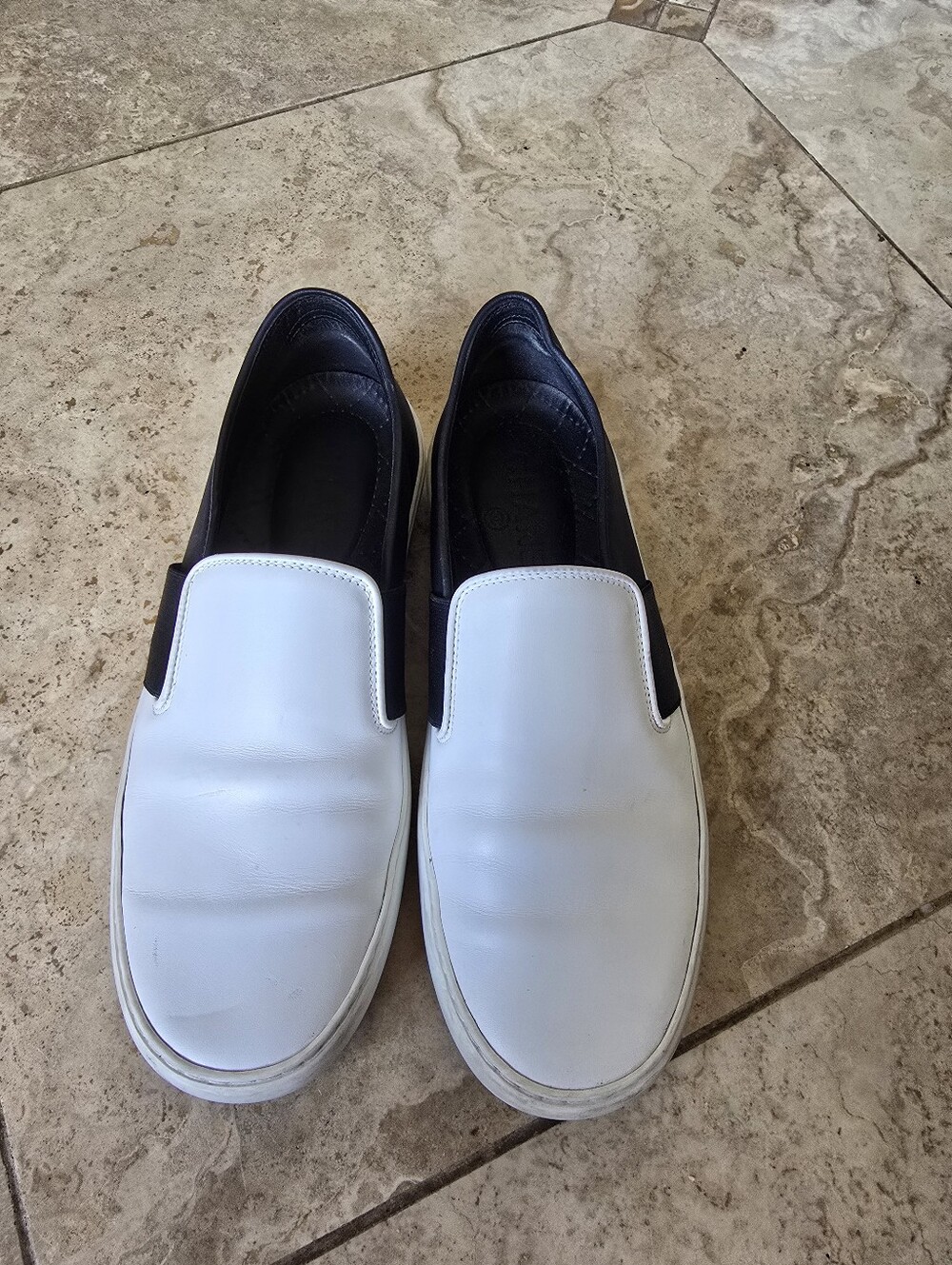 Chanel Leather Black/White Slip On Sneakers Size EU37/US 6.5